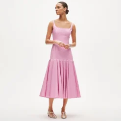 Collection drop-waist dress in cotton poplin