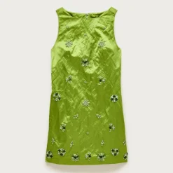 Collection embellished shift dress in memory satin