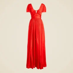 Collection flutter-sleeve maxi dress in luster georgette