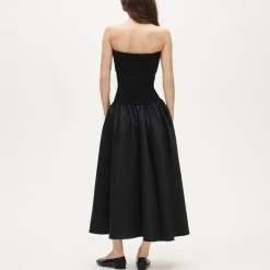 Collection foldover mixy dress in duchesse satin