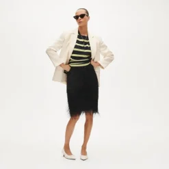 Collection fringe knee-length skirt