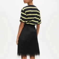Collection fringe knee-length skirt