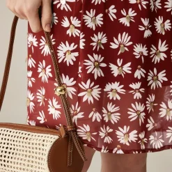 Collection Gwen knee-length layered slip skirt in embellished daisy chiffon