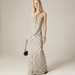 Collection halter slip dress in foulard print