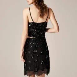 Collection lace-trim skirt with embellishments