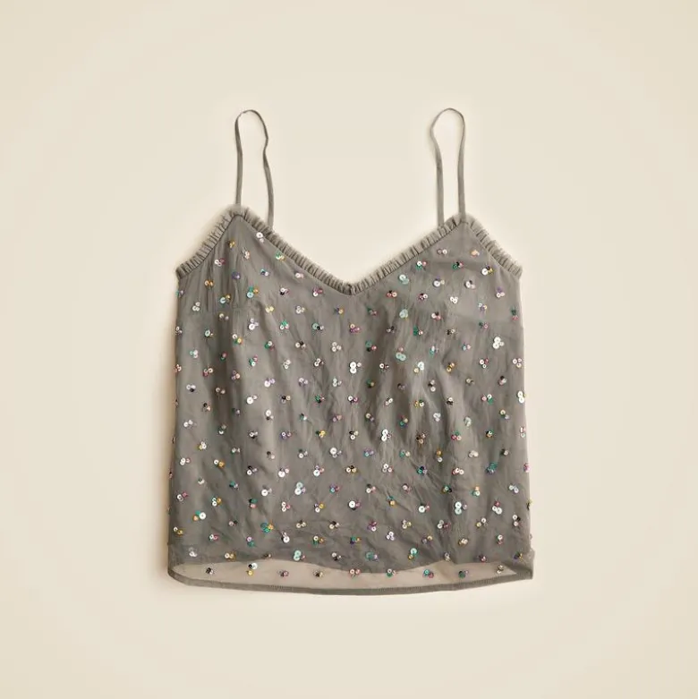 Collection ruffle-trim camisole with embellishments
