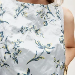 Collection shift dress in lotus-print memory satin