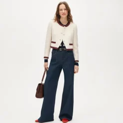 Contrast-trim lady jacket in bouclé tweed