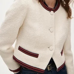 Contrast-trim lady jacket in bouclé tweed