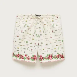 Cosmo short in map-print cotton poplin