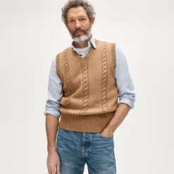 Cotton cable-knit sweater-vest