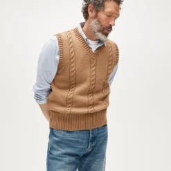 Cotton cable-knit sweater-vest