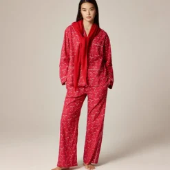 Cotton poplin pajama pant set in vintage bow print