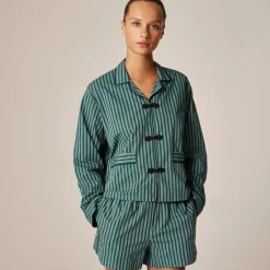 Cotton poplin pajama short set in stripe