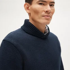 Cotton shawl-collar sweater
