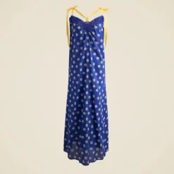 Cotton voile tie-shoulder maxi dress in daisy print