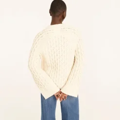 Cotton-blend bouclé cable-knit sweater