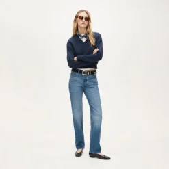 Cotton-blend V-neck pullover sweater