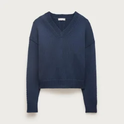 Cotton-blend V-neck pullover sweater