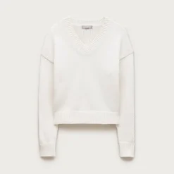 Cotton-blend V-neck pullover sweater