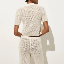 Crochet beach polo shirt in cotton