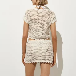 Crochet short-sleeve cardigan
