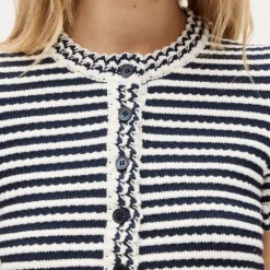 Crochet short-sleeve cardigan in stripe