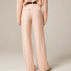 Cuffed wide-leg trouser in luster canvas