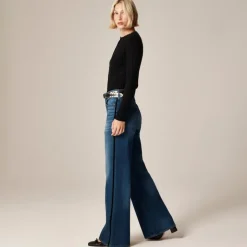 Denim trouser jean with velvet stripe