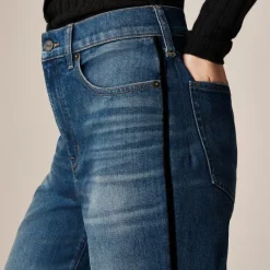 Denim trouser jean with velvet stripe