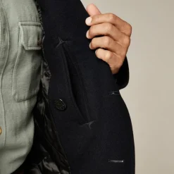 Dock peacoat in wool blend with PrimaLoft®