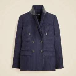 Double-breasted blazer in pinstriped wool blend