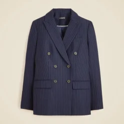 Double-breasted blazer in pinstriped wool blend