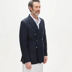 Double-breasted blazer in English wool