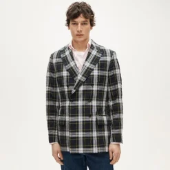 Double-breasted blazer in Japanese seersucker