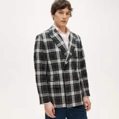 Double-breasted blazer in Japanese seersucker