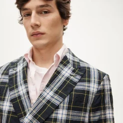 Double-breasted blazer in Japanese seersucker