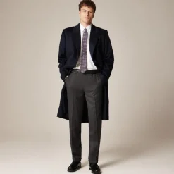 Double-breasted topcoat in English merino wool
