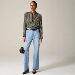 Drapey button-up shirt in chain-print viscose twill