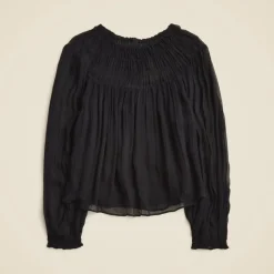 Drapey shirred top in crinkle cupro