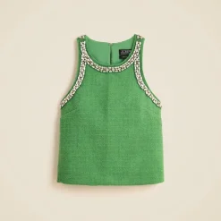 Embellished tweed tank top
