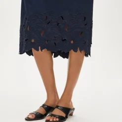 Embroidered shirt-dress in cotton poplin