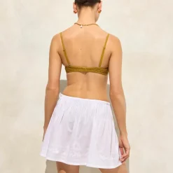 Embroidered side-tie mini skirt