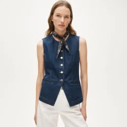 Essential cutaway vest in denim