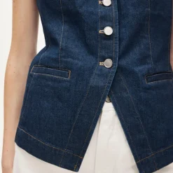 Essential cutaway vest in denim