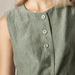 Essential cutaway vest top in textured satin