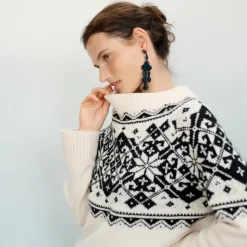 Fair Isle snowflake mockneck sweater in vintage wool