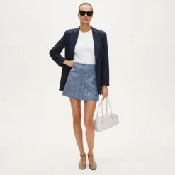 Fairfax button-front mini skirt in tweed