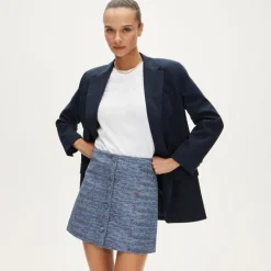 Fairfax button-front mini skirt in tweed