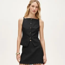 Fairfax scalloped mini skirt in Gramercy linen blend